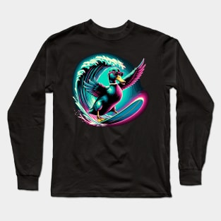 Funny Duck Surfing Novelty Funny Duck Surfer Long Sleeve T-Shirt